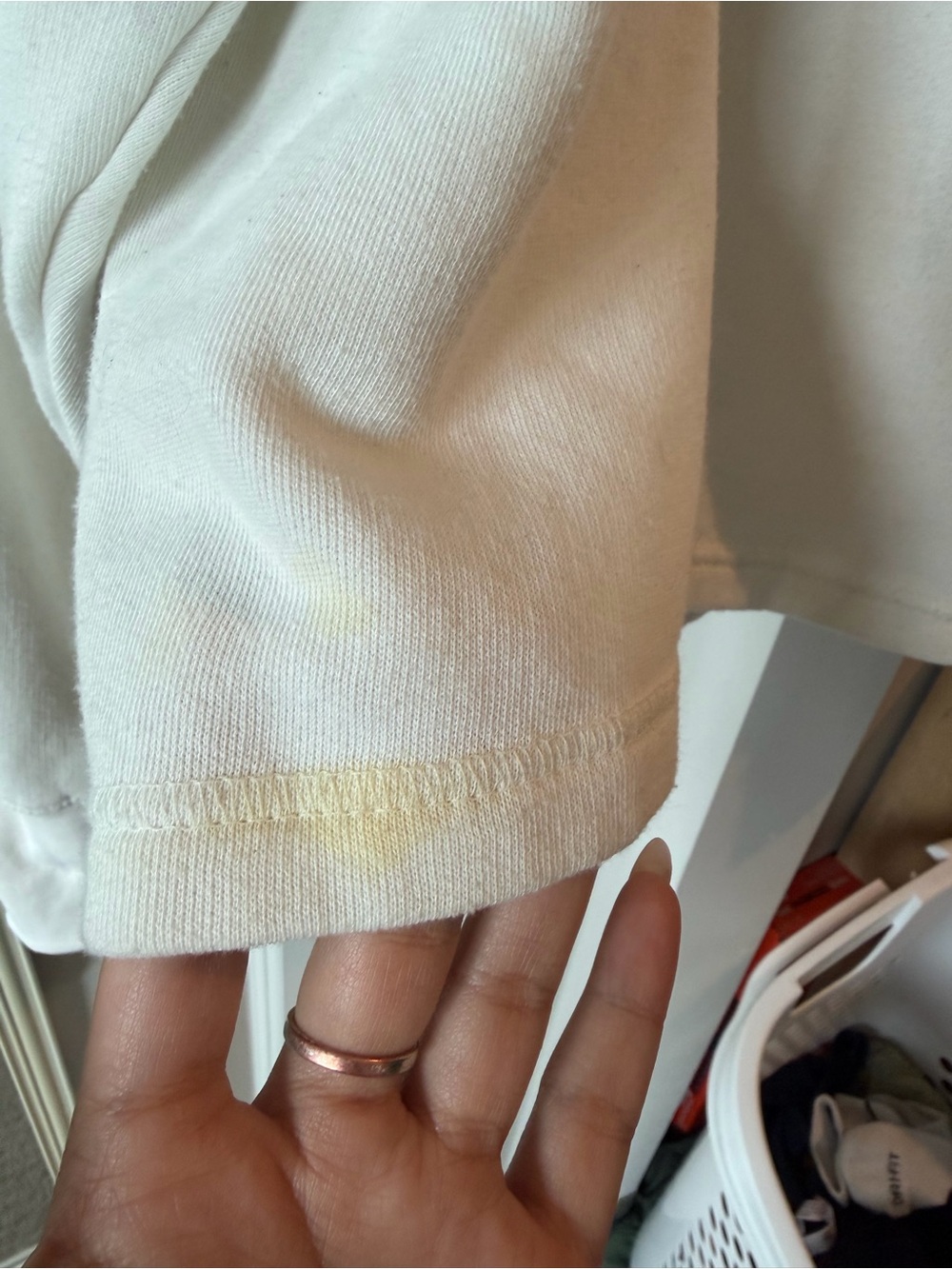 White Quarter-Zip Hoodie with Navy Michigan Embroidery - Picture 3 of 4